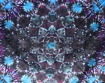 Large Dark Lotus Tie Dye Mandala Tapestry: 90"x85" Cotton Wall Hanging