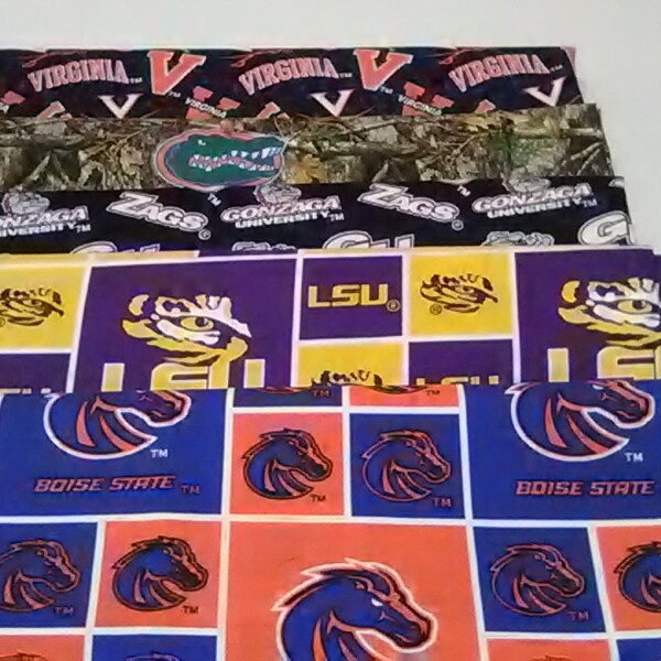 NCAA - College Team Fabric  LSU, Boise, Virginia, Gonzaga and Florida Gators Sold By (1/2, 18" x 44")