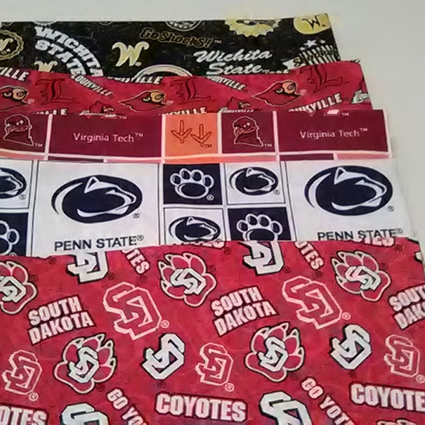 NCAA - College Team Sport Fabric  South Dakota, Virginia Tech, Louisville and Wichita Sold By (1/2, 18" x 44")