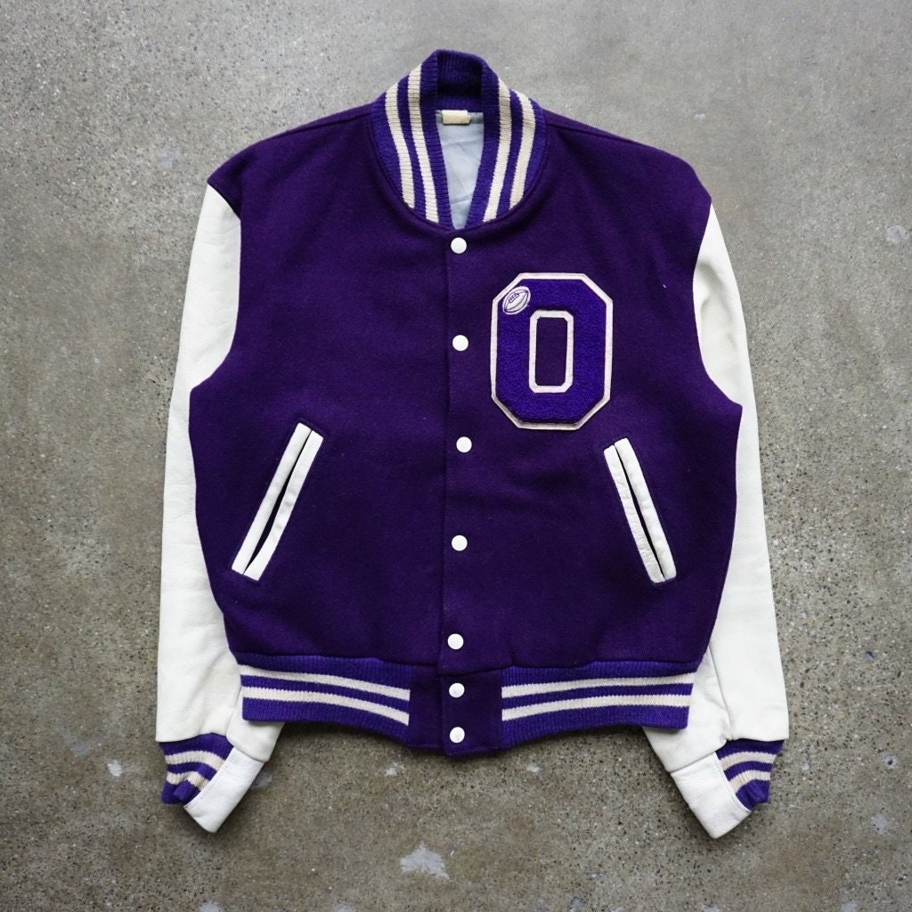 Vintage Letterman Jacket Purple Letterman Jacket Vintage Etsy