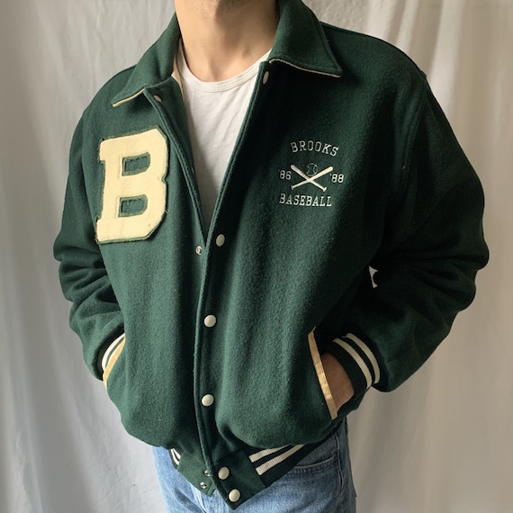 Green Vintage Letterman Jacket - Green Letterman J