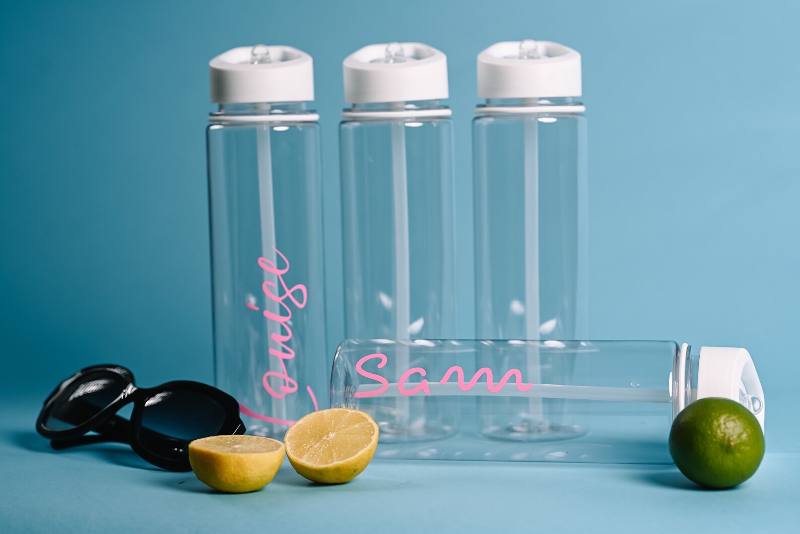 Personalised Clear Water Bottle Summer Water Bottle Reusable Etsy