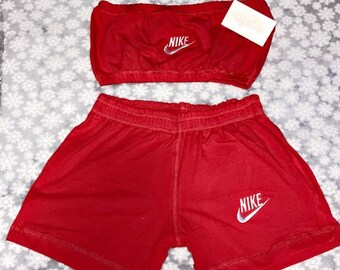 nike sweat shorts and tube top