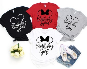 Disney Birthday Shirt, Mickey Minnie Party Squad Matching Tees