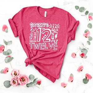 12th Birthday TShirt,12 years Birthday T-Shirt, Birthday Shirts,  Boys 12th Birthday shirt, Girls 12th Birthday shirt , Birthday Toddlers