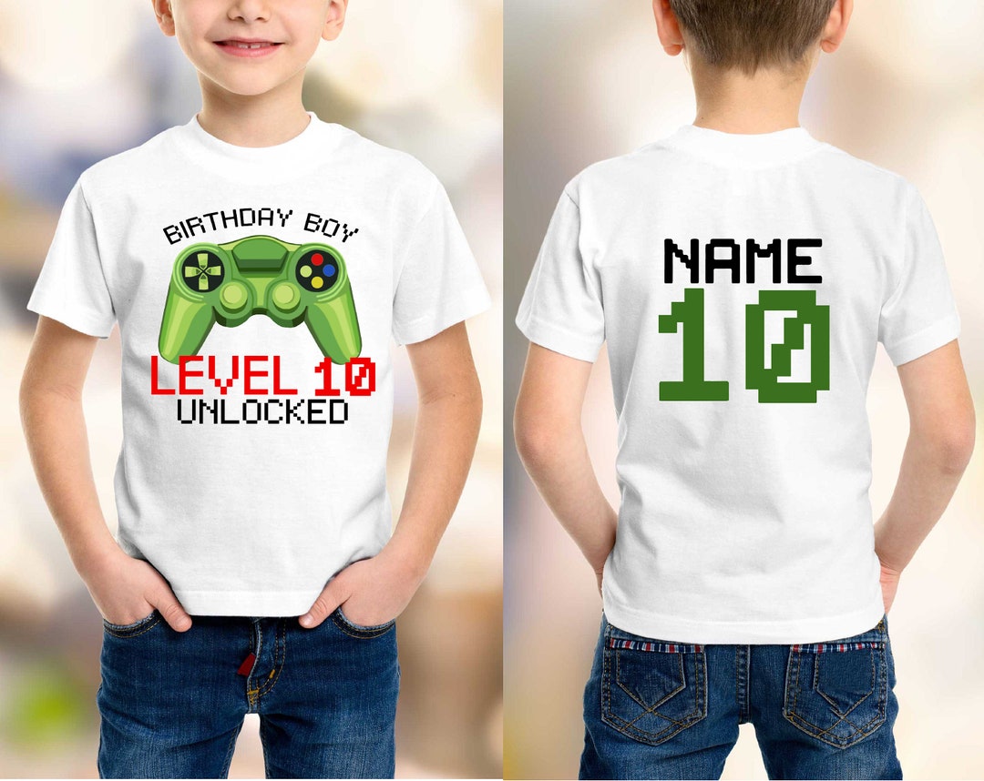 Level 10 Birthday Boy Shirt, Birthday Tee With Name and Age on the Back ...