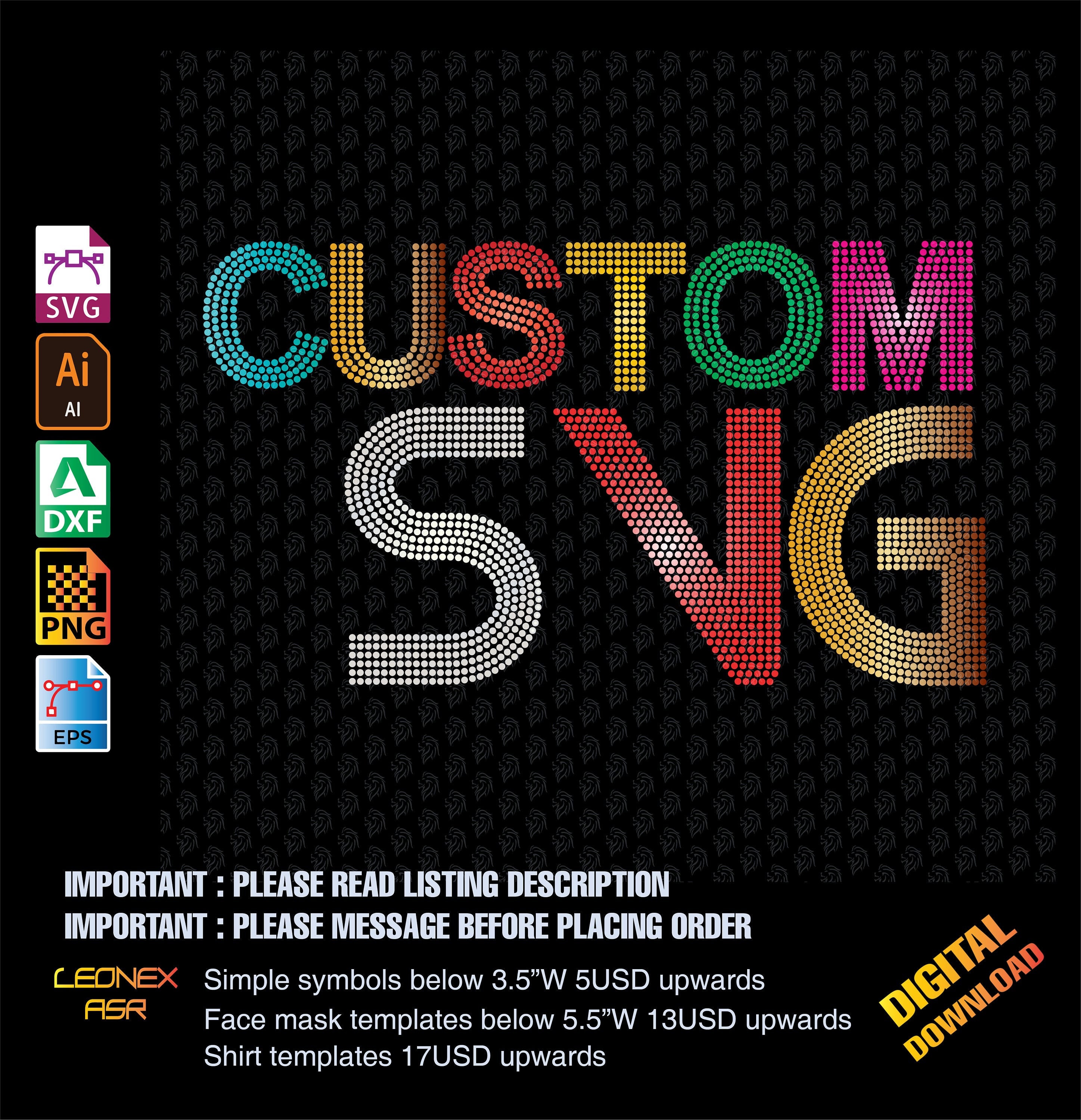 Custom Rhinestone LOGO Custom rhinestone template digital Etsy