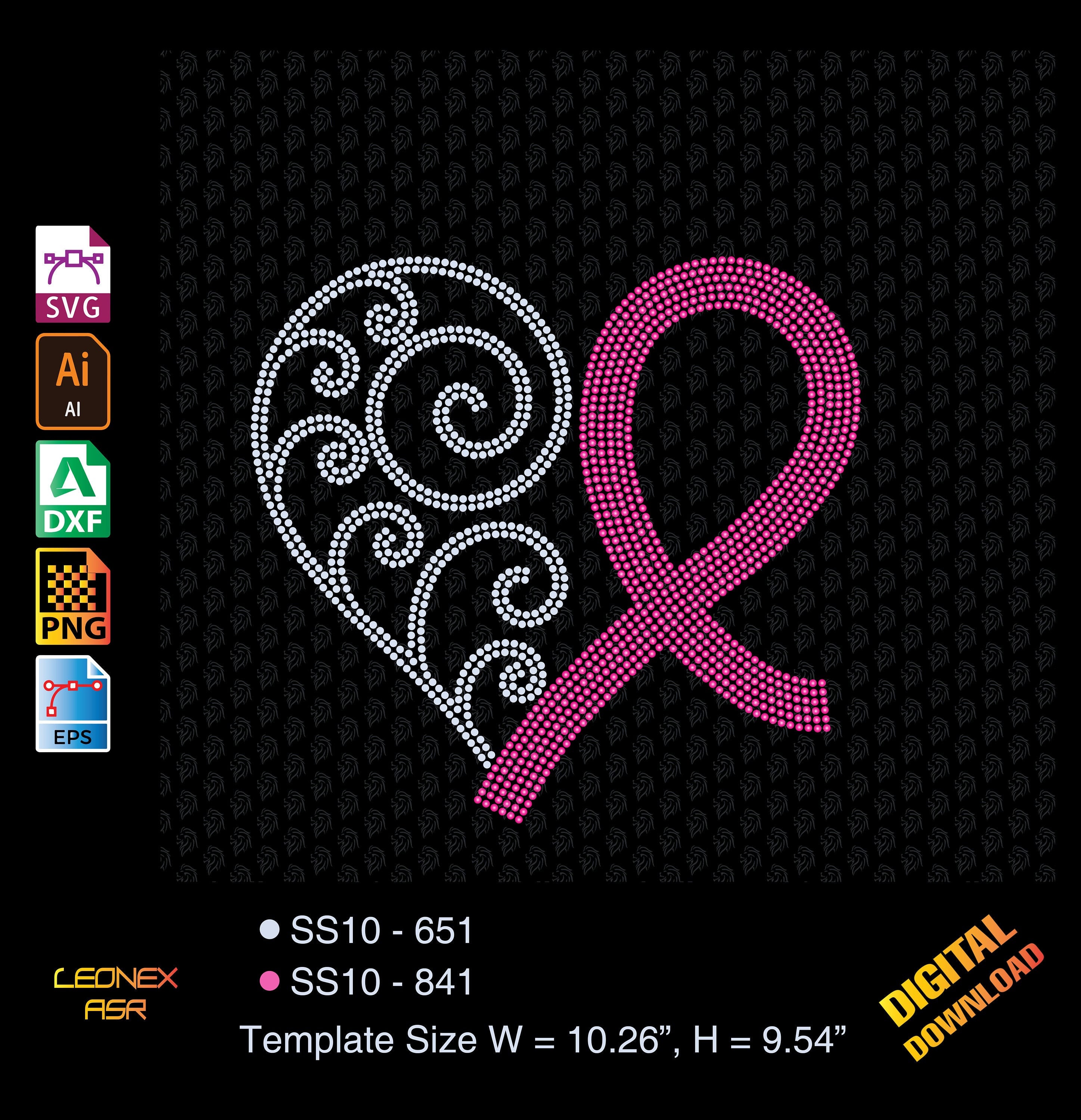 Believe Hope Ribbon SS10 rhinestone template digital download Etsy