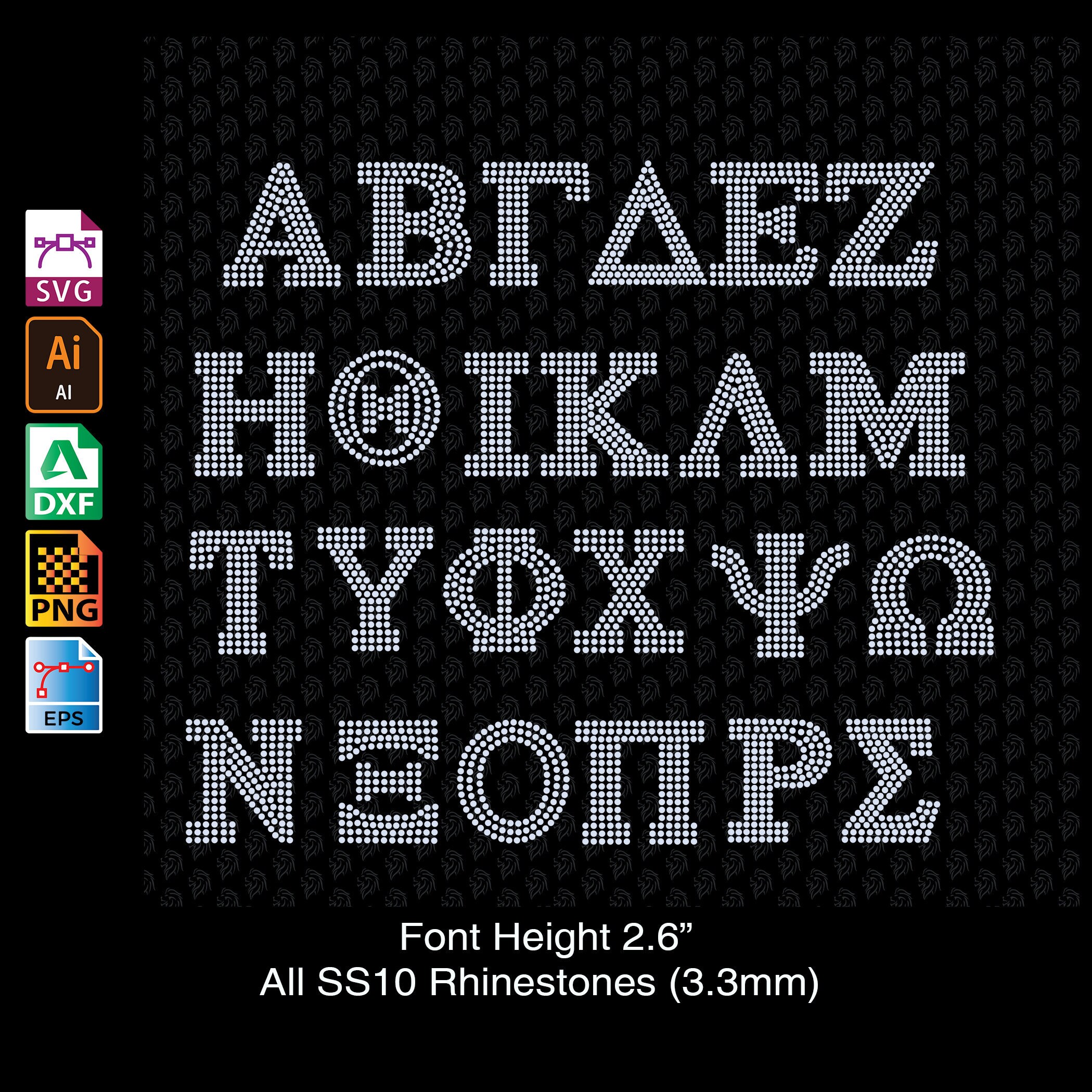 Rhinestone letters Greek Alphabet rhinestone template digital Etsy
