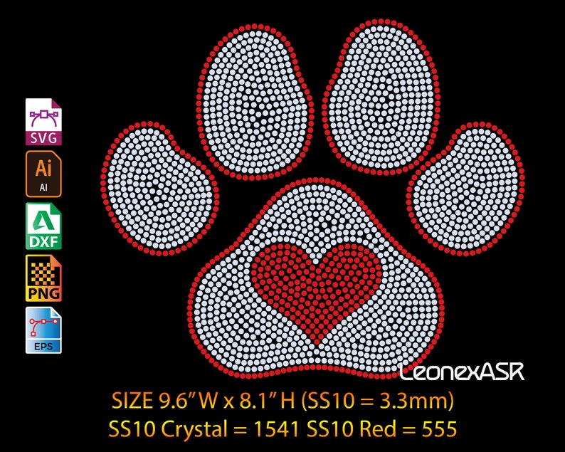 Download Eps Cricut File Svg Dxf Pet Paw Heart Rhinestone Template Digital Download Png Rhinestones Craft Supplies Tools Vadel Com