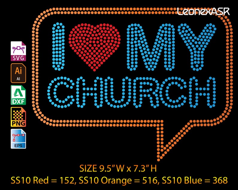Download Hotfix Rhinestone Template I love church svg God SVG | Etsy