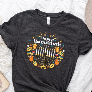 T-shirt Happy Hanukkah, Menorah Hanukkah, chemise de célébration juive, chemise de Hanoucca, cadeau pour Hanoucca, chemise de menorah, chemise drôle de Hanoucca