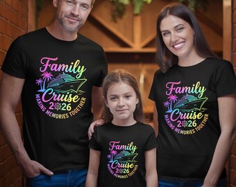 Custom Colorful Family Reunion 2026 Shirts, Making Memories Together, Personalized Rainbow Family Cruise T-Shirt