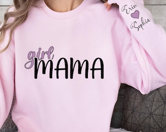 Sudadera personalizada para mamá niña: Sudadera con capucha personalizada para mamá, regalo para mamá primeriza