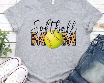 Softball Mom T-Shirt with Leopard Print: Game Day Tee