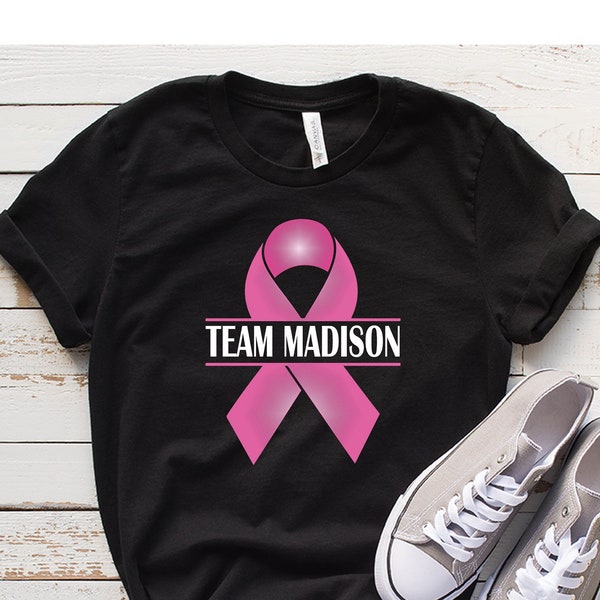 CUSTOM Breast Cancer Support Team Shirt, Breast Cancer Family shirt, Team Cancer Shirt, Personalized Pink Ribbon, Cancer team Matching shirt