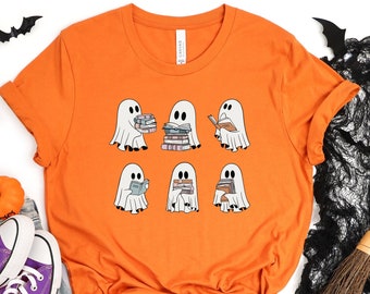 Halloween Cute Ghosts Reading Books, Halloween Read More Books Shirt, Halloween Family Shirt, Cute Ghost Halloween Shirts, Book Lover Shirt