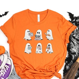 Halloween Cute Ghosts Reading Books, Halloween Read More Books Shirt, Halloween Family Shirt, Cute Ghost Halloween Shirts, Book Lover Shirt