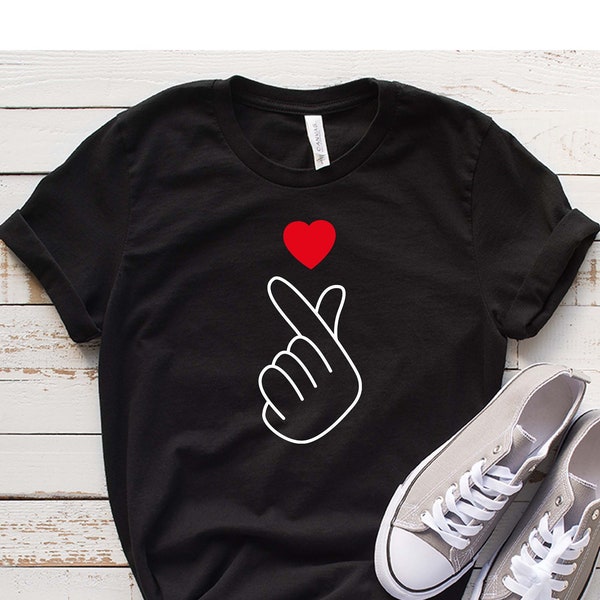 Korean Finger Heart Shirt, K-pop shirt, Korean Finger Love Symbol T-shirt, Saranghae Finger Heart, Korean Lover Shirt, Korea Finger Tee