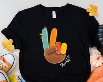 Peace Sign Turkey Thanksgiving Shirt: Retro Kids Tee
