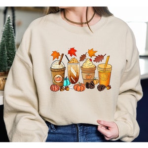 Halloween Pumpkin Latte Shirt, Fall Coffee Sweatshirt, Pumpkin Latte Drink, Pumpkin Spice Sweatshirt, Fall Sweatshirt, Thanksgiving Sweater