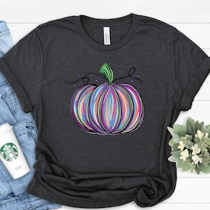 Watercolor Pumpkin Shirt: Autumn Halloween Graphic Tee, Plus Size Halloween Tshirt