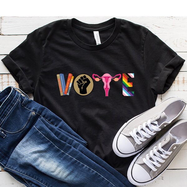 Vote Banned Books Shirt For Political Activism Election Shirt, Reproductive Rights Tee, BLM Shirts, Political Activism Shirt, LGBTQ Shirt