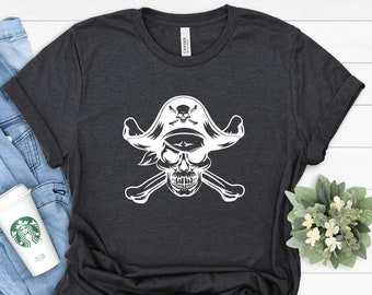Pirate Skull Graphic Tee: Cotton Blend Unisex Shirt