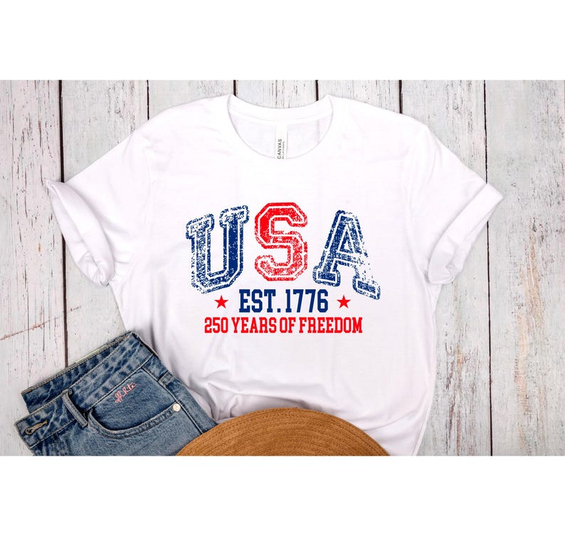 USA 250 Years of Freedom Shirt, 250th Anniversary Apparel, 1776–2026 USA T-Shirt, Patriotic American Flag, Memorial Day Tees