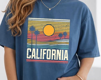 Retro California Sunset Tee, Vintage Cali Shirt, West Coast Vibes