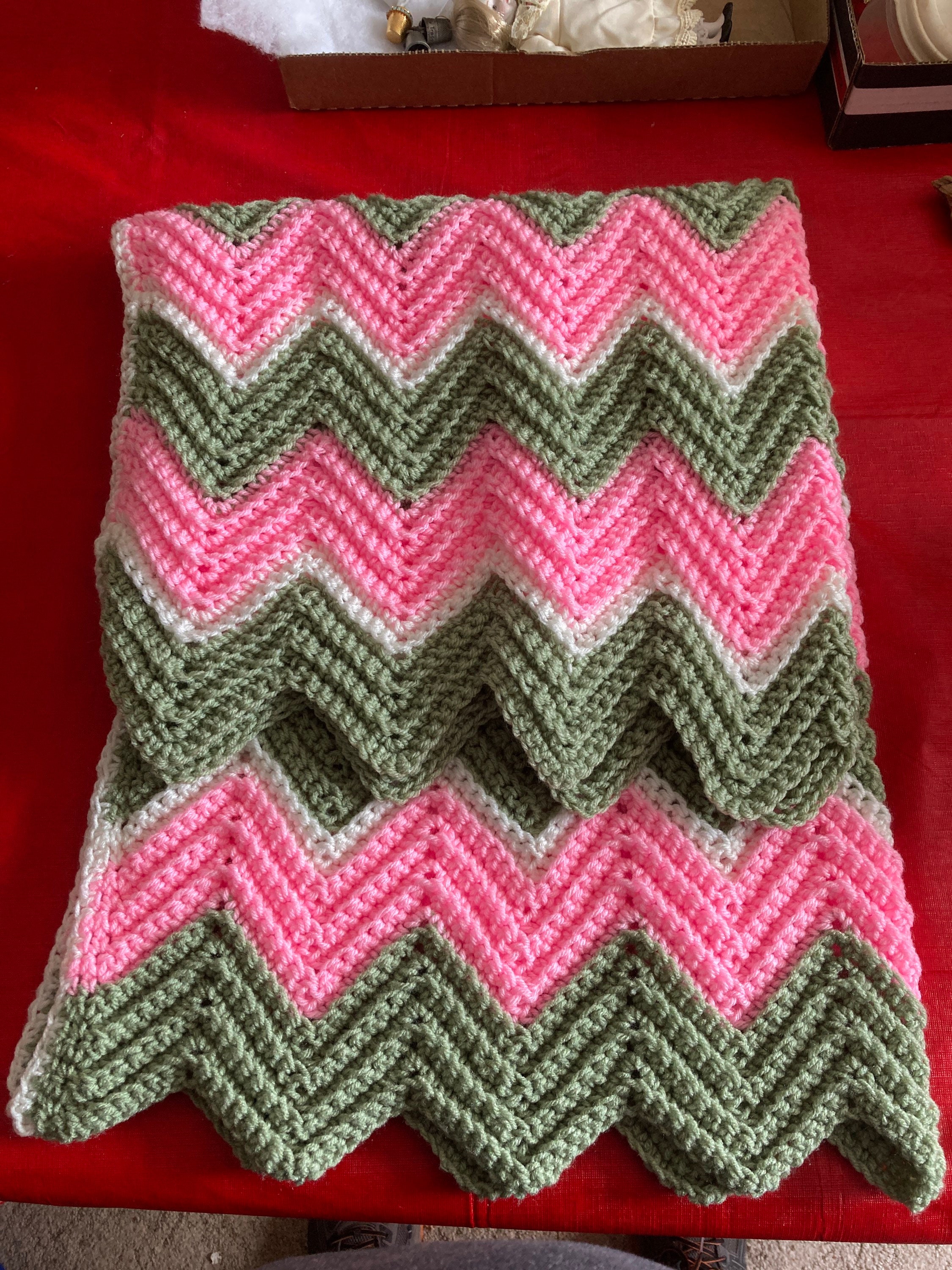 Crochet Lap Blanket Ripple Chevron Crochet Throw Crochet Etsy