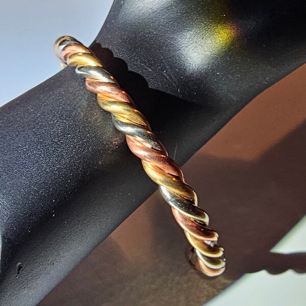 Tri-Color 3 Strand Twist Copper Bracelet