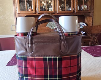 Vintage 1973 Thermos King Picnic Set – Plaid Bag, 2 Thermoses, Sandwich Box