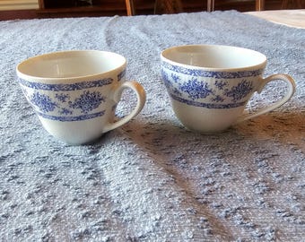 Set of Two Antique German 1960's Mitterteich Bavaria "Schwedischblau" Tea Cups