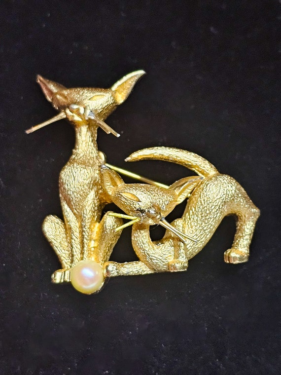 Vintage Marcel Boucher Siamese Cat Gold Brooch