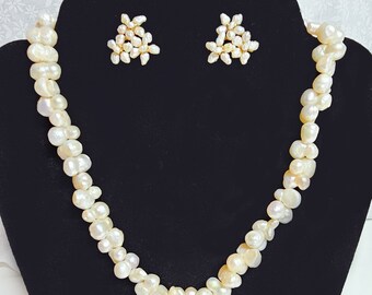 Impresionante conjunto de aretes y collar de perlas barrocas - En forma de estrella