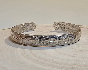 Brilliant Sterling Silver Vintage Hawaiian Wave Cuff Bracelet