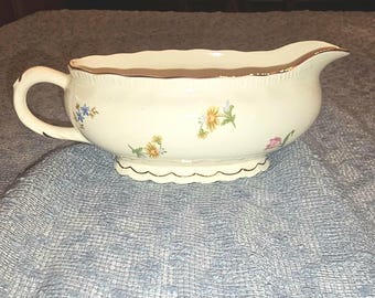 Vintage 1950's Pope Gosser Floral Gravy Boat in Revere Pattern