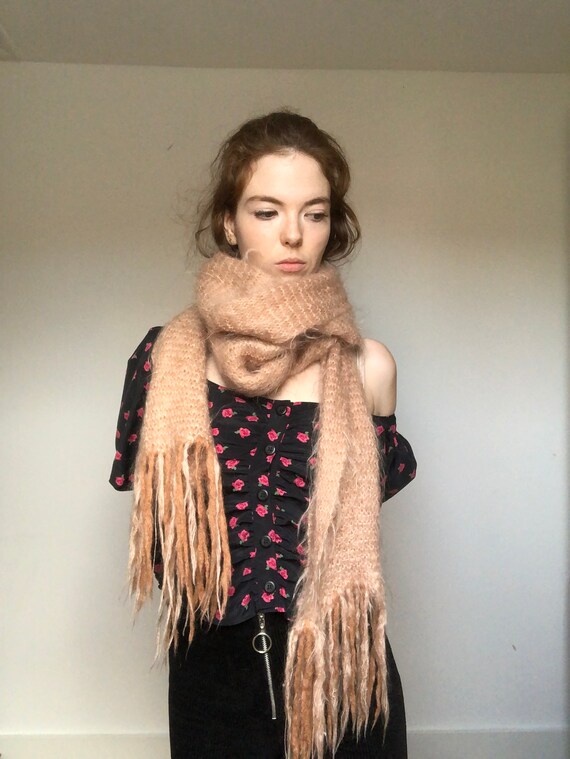 Mohair Peach Pink Scarf