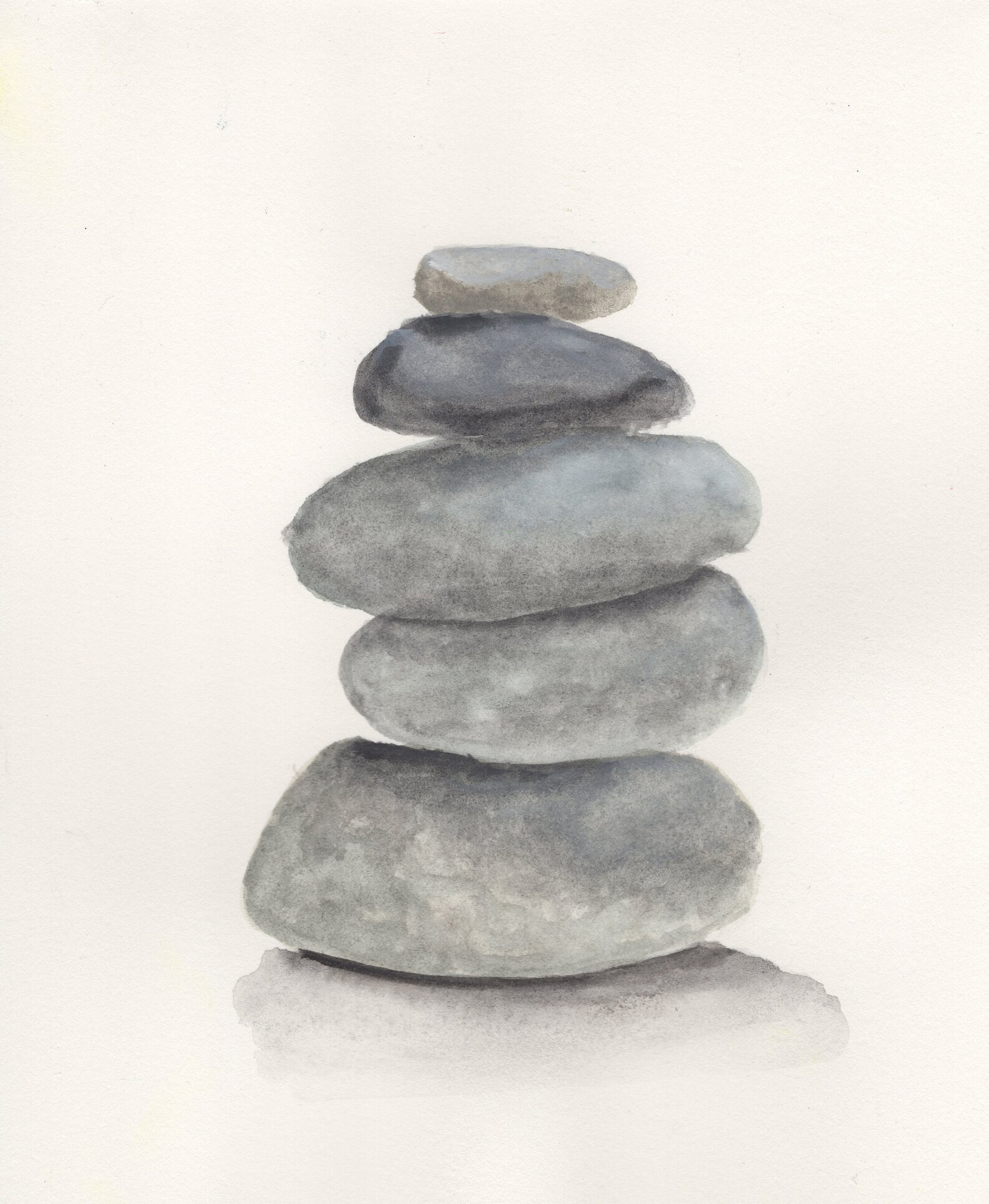 Stacked Zen Rocks Minimalist Original Watercolour Painting Etsy