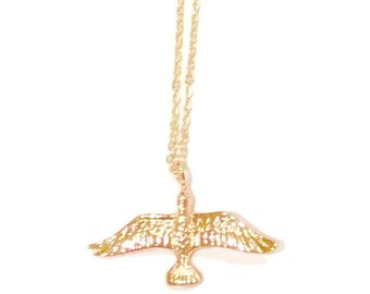 Gold-plated necklace, Eagle pendant, gold-plated