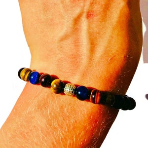 Tigerauge Armband blaues Tigerauge rotes Tigerauge 8 mm Silberperlen