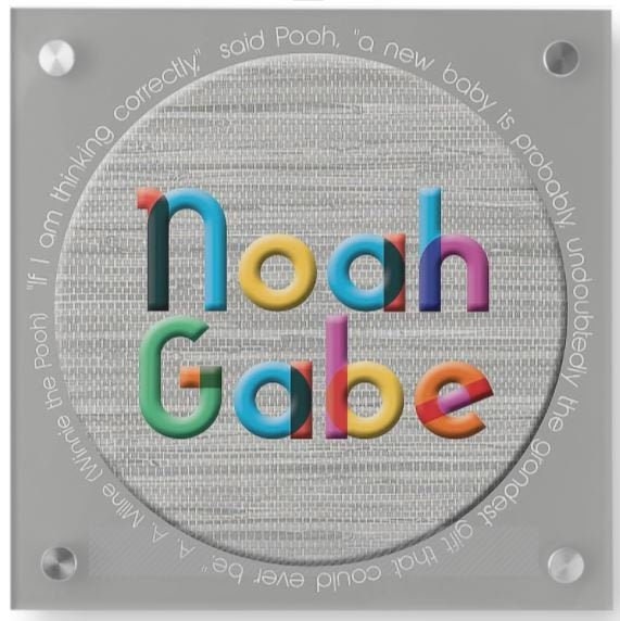 Kleurrijke naam kunst op acryl met poeh citaat voor