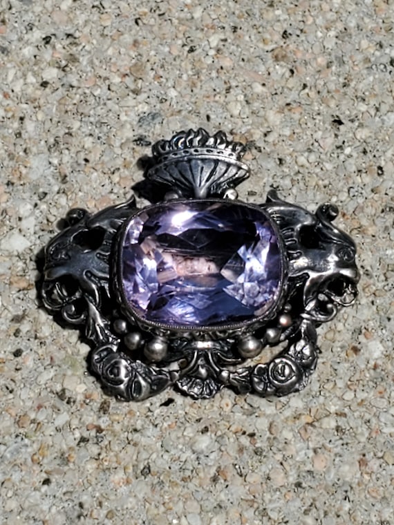 Black, Starr and Gorham Amethyst & Sterling Pin