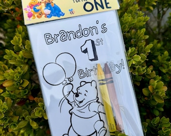 Pooh bear Birthday coloring pages with crayons Personalized