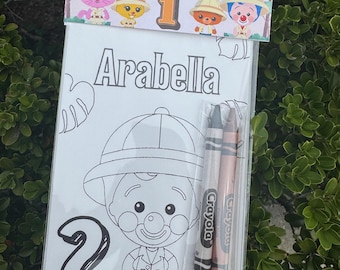 Plim Plim safari Birthday coloring pages with crayons Personalized party favors