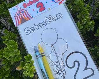 Plim Plim Birthday coloring pages with crayons Personalized party favors