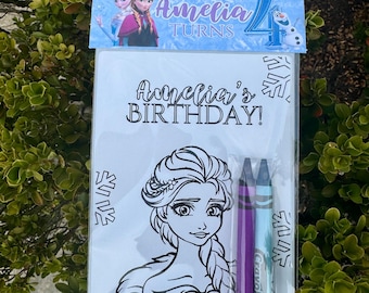 Frozen Elsa Anna Olaf Birthday sticker coloring pages with crayons Personalized