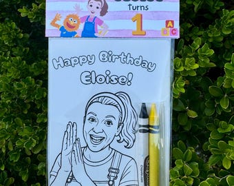 Ms Rachel personalized coloring pages with crayons Personalized party favors