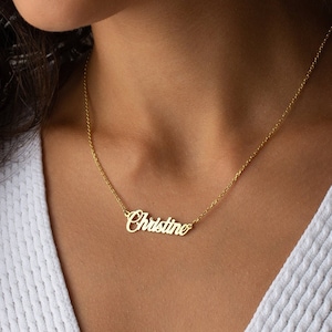 Personalized Name Necklace Gold, Cursive Name Necklace, Dainty Nameplate Necklace, Namenskette, Custom Name Necklace Silver, Gift for Mom